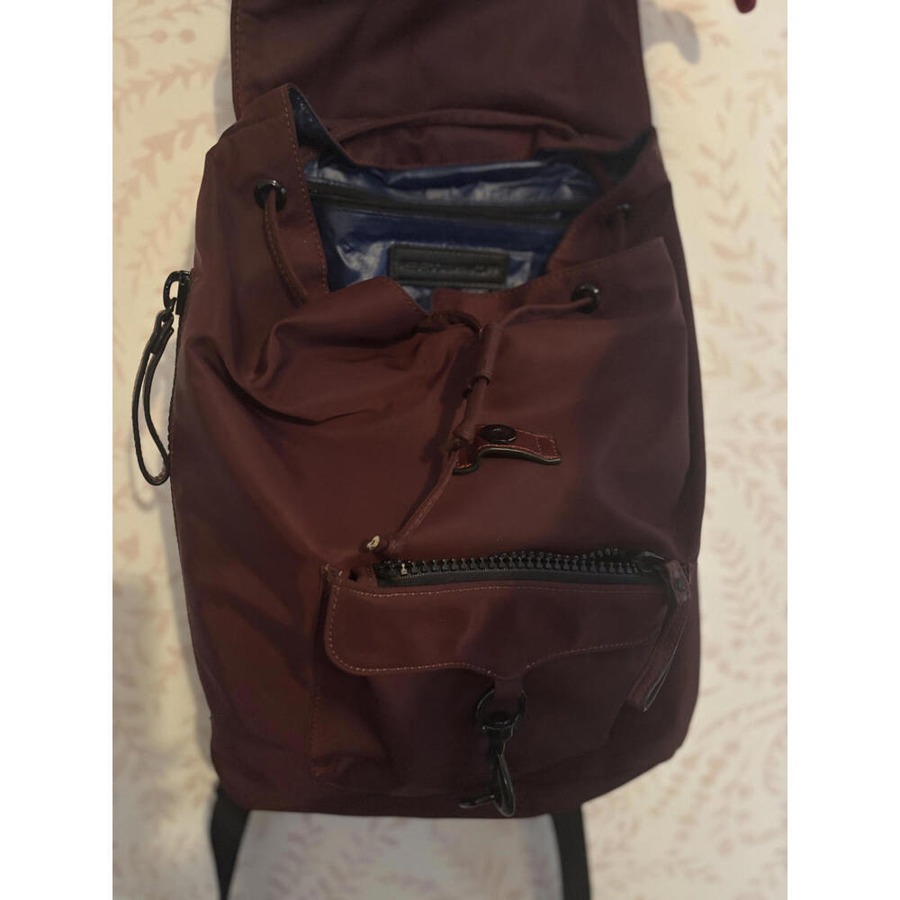 Rebecca Minkoff Maroon Nylon Backpack Pocket Drawstring - Picture 9 of 9